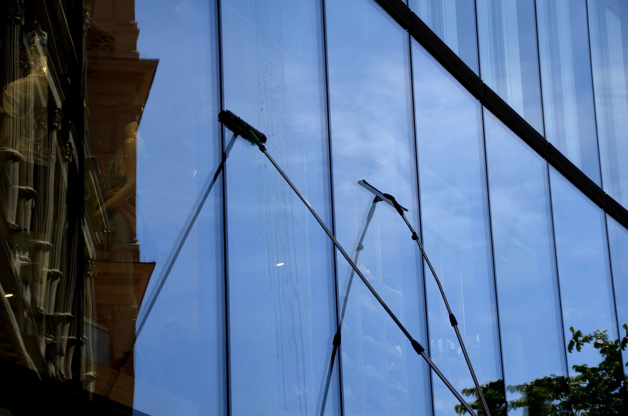 Water fed pole system and telescopic squeegee